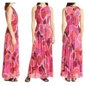 Fuzzi NWT Jean Paul Gaultier Abito Lungo Tulle Mesh Maxi Dress Fragola Size XXS